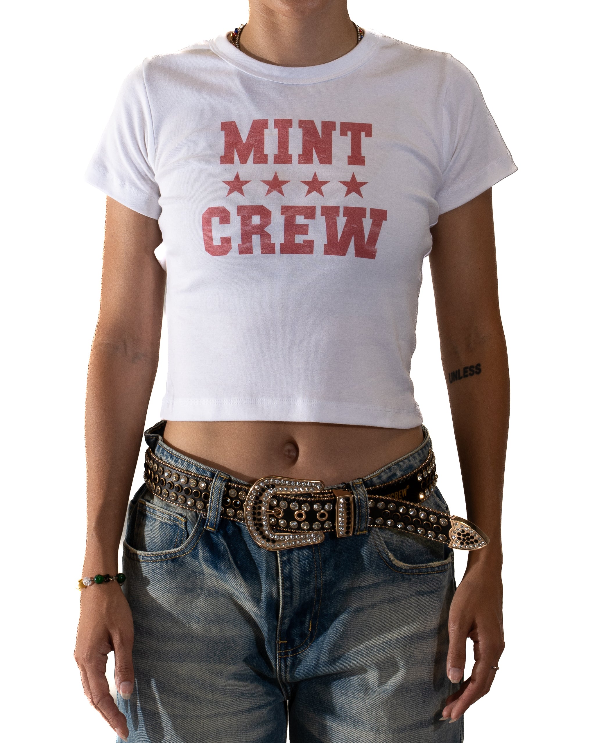 Mintcrew City Star White Women's Rib Tee – Mint Crew Jeans