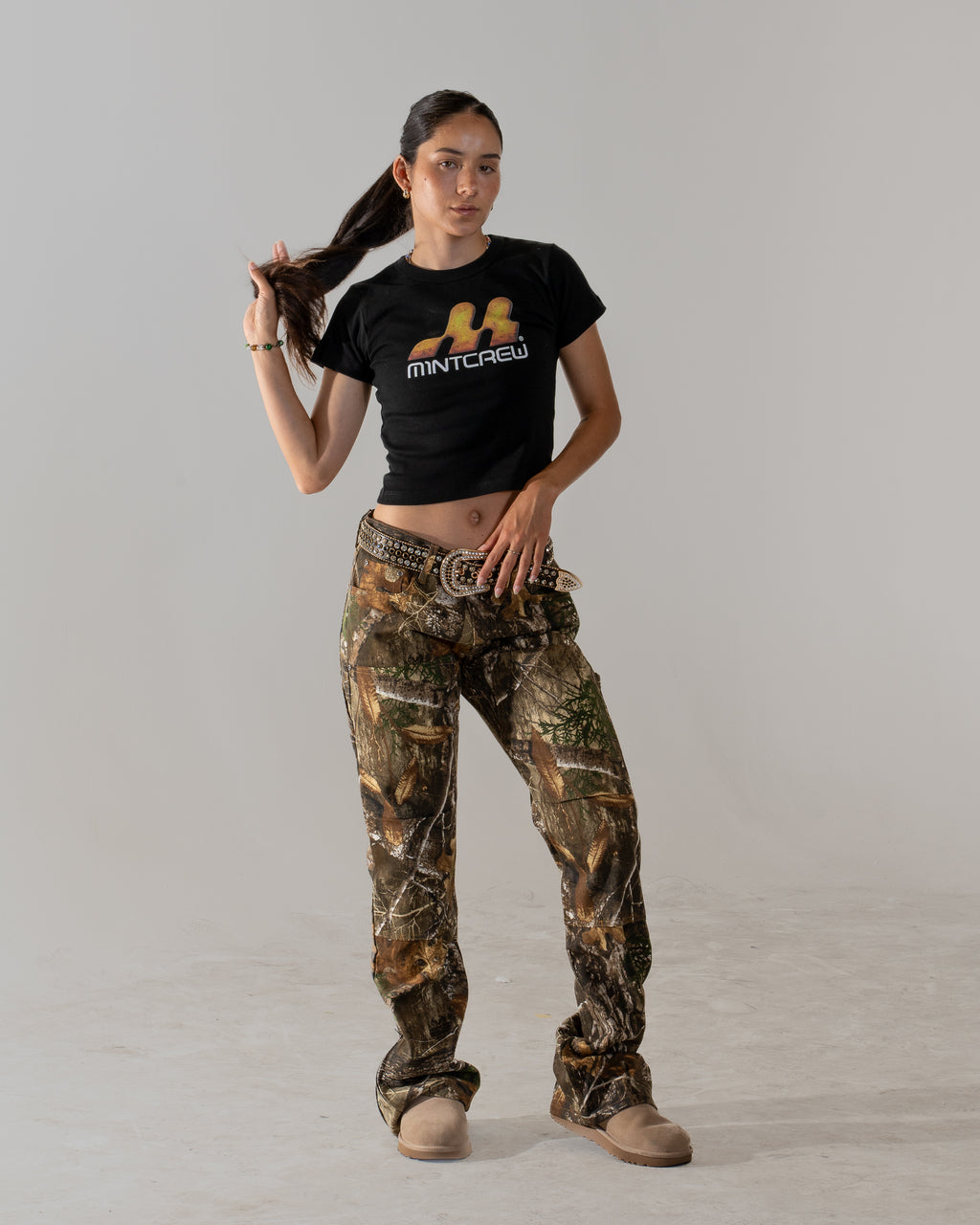 Mintcrew Magma Black Women's Rib Tee