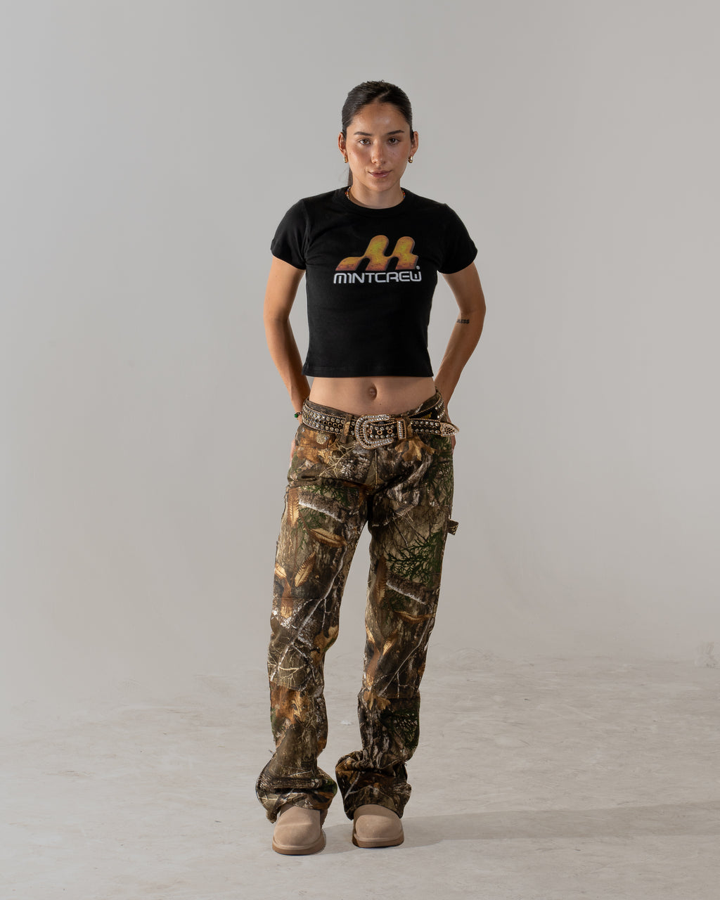 Mintcrew Magma Black Women's Rib Tee