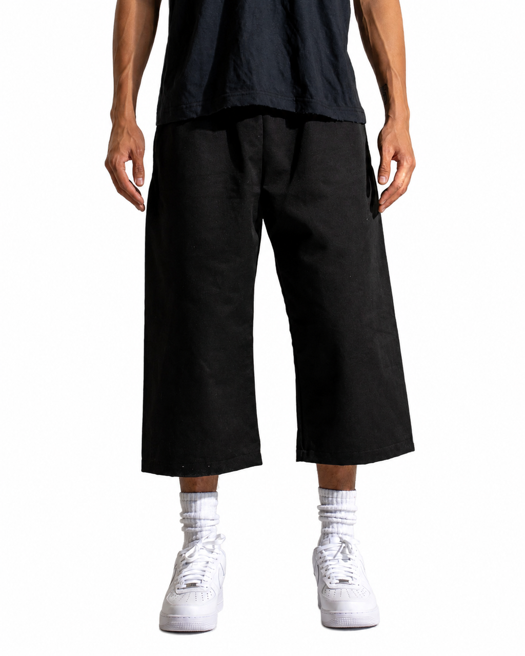 Mint Crew 3/4 Capri Easy Pants (Black)