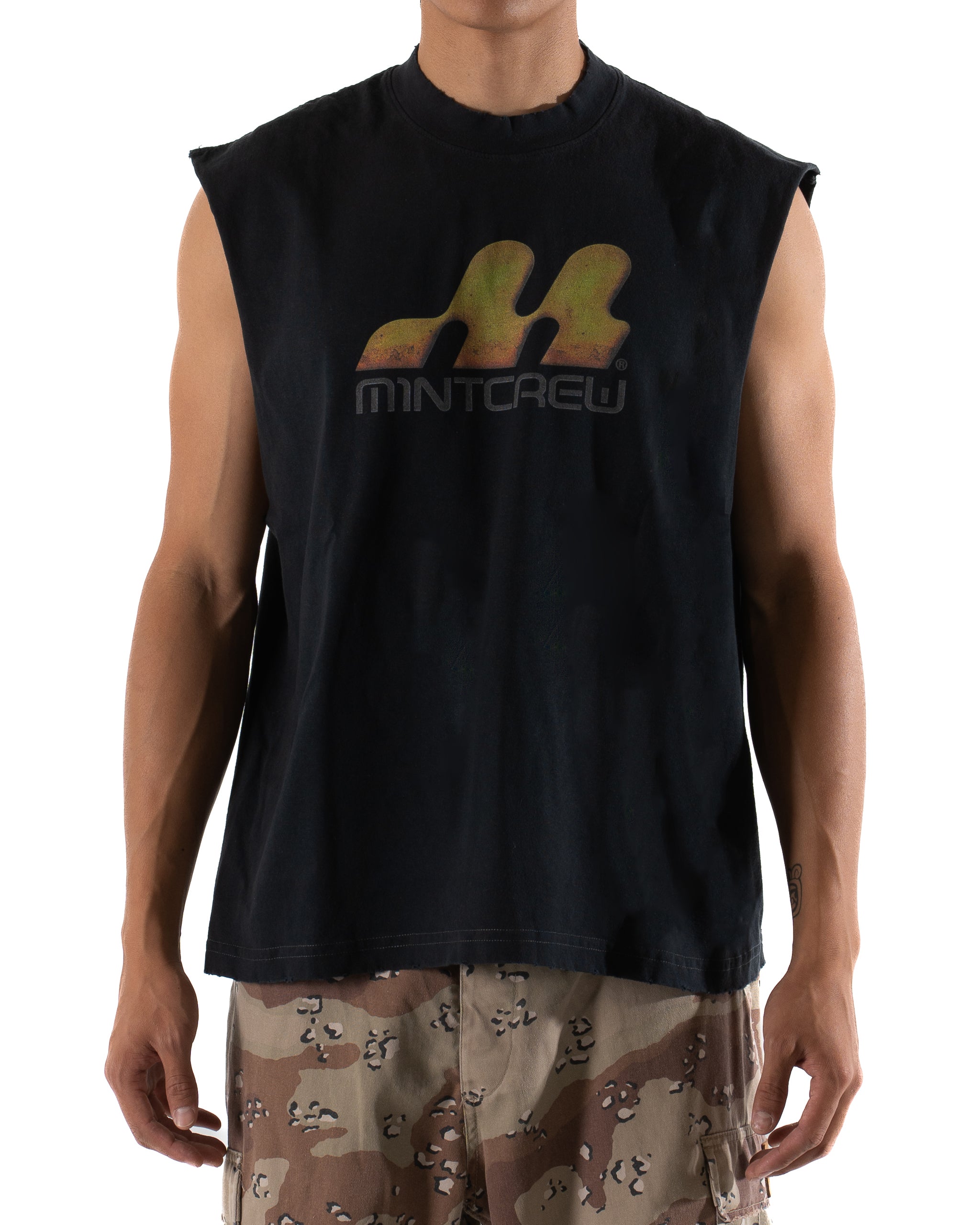 Mint Crew Magma Black Cut-Off Tee