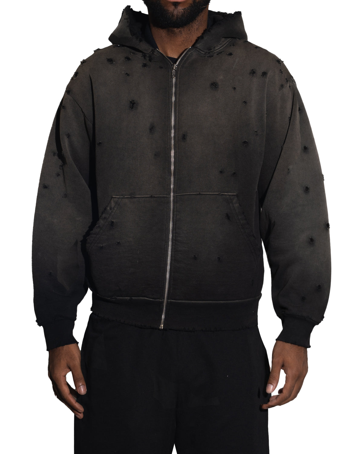 MintCrew Distressed Zip Hoodie