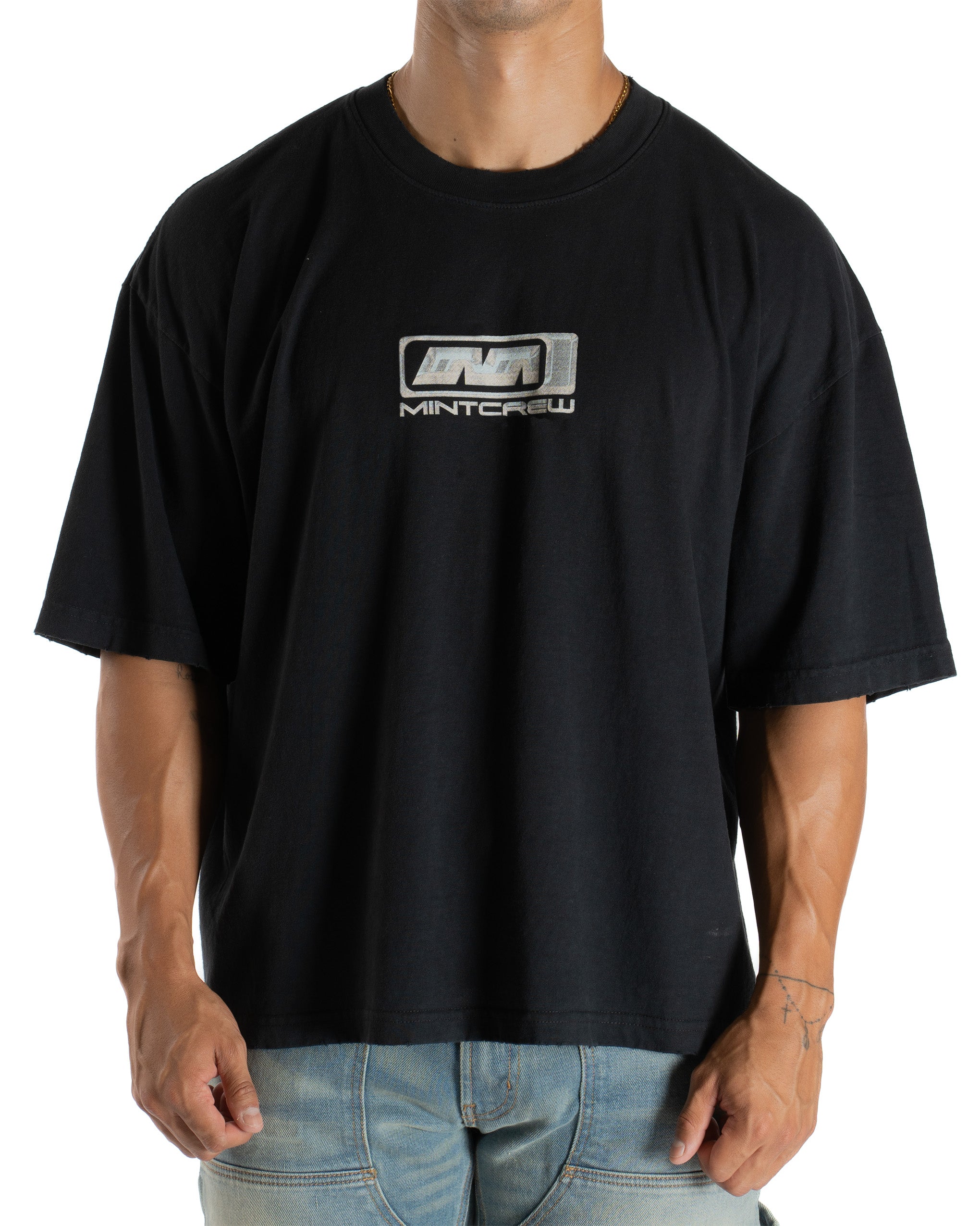 Liquid Metal Mint Crew Black Tee