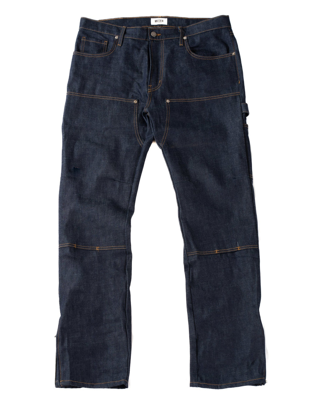Dark blue jeans on a white background